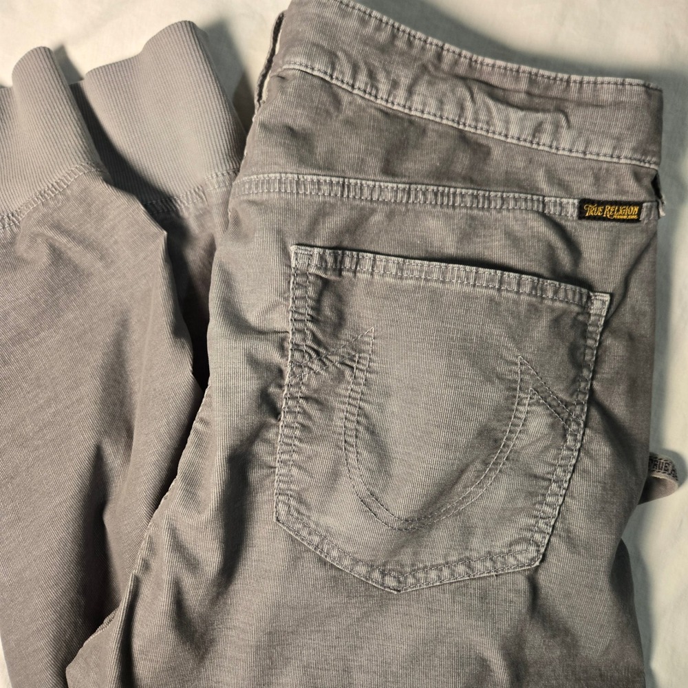 True Religion Pants Gray Corduroy Jogger Drawstring (Tag 34) Measures 36